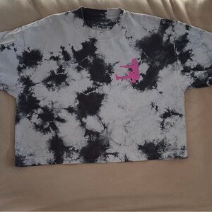 Black and Gray Tie-Dye Crop Top